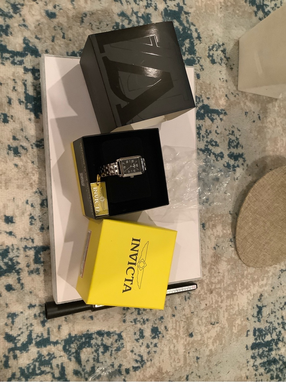 Invicta Silver Stainless Steel Watch with Black Dial